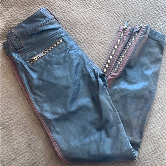 Free People leather pants zip moto vegan faux edgy - Picture 7 of 8